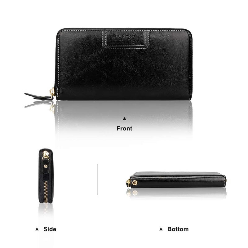 FT FUNTOR Wristlet Wallet for Women, Ladies Zip around Wallet PU Vegan Leather Clutch Long Purse Phone Card Holder Organizer Black - Image 4